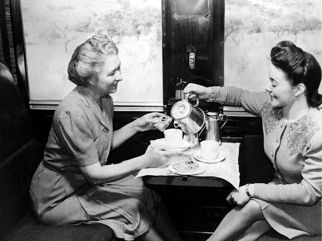 Tea in a Blue Train compartment