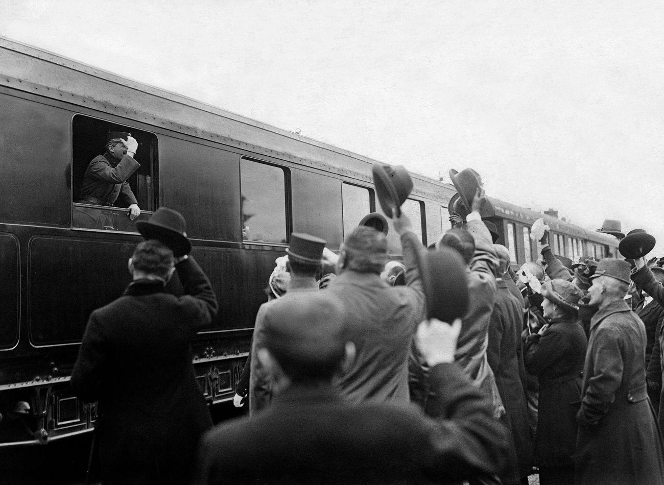 Charles I of Austria, King of Hungary and King of Bohemia - after his failed putsch Charles leaving the Hungarian town Szombathely by train