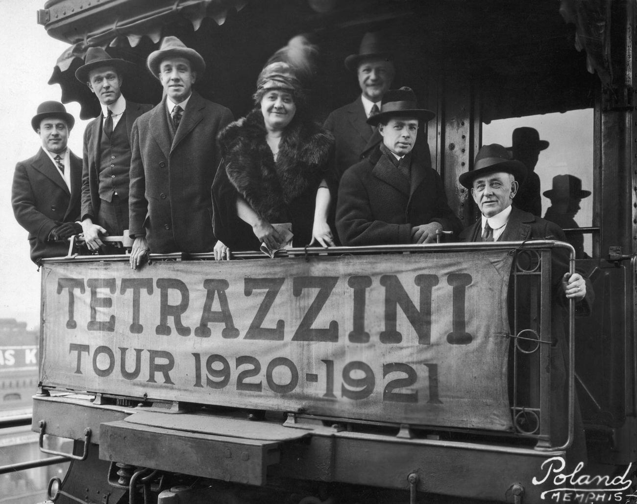 Italian soprano Luisa Tetrazzini on a train in Memphis