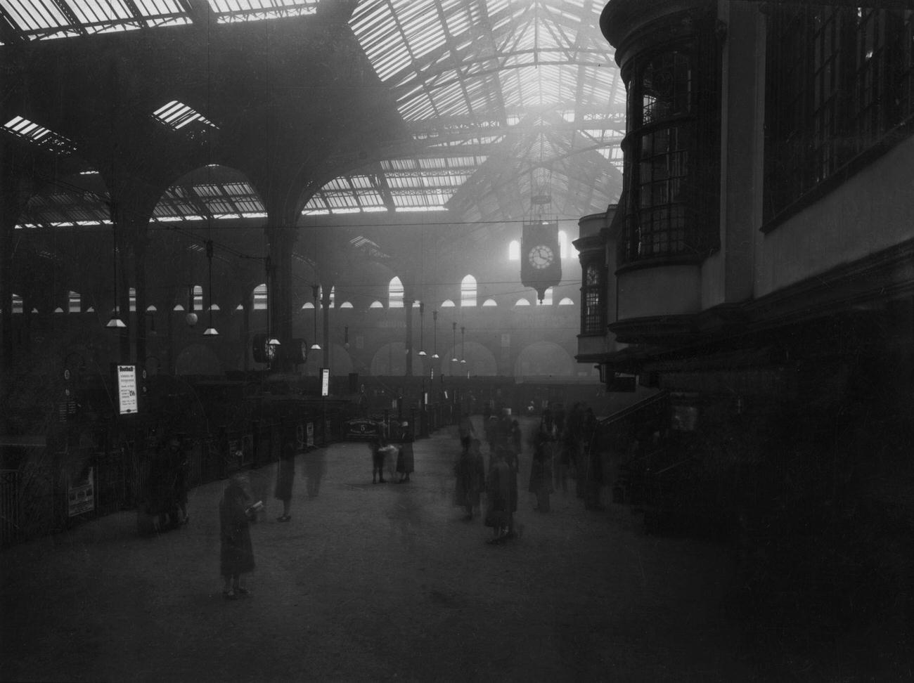 The interior of Liverpool Street station in London, 1928