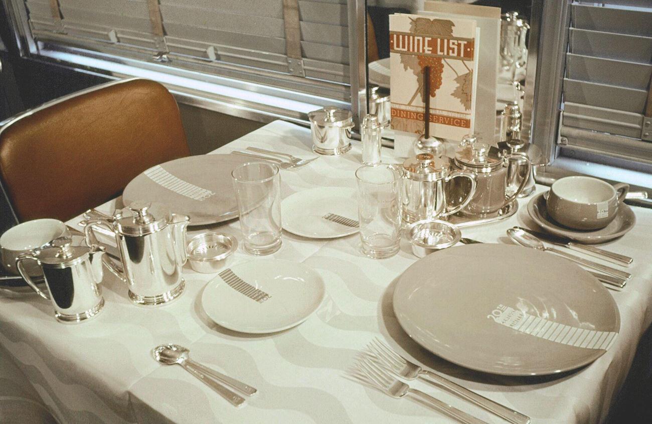 A table in the Pullman dining car of New York Central System