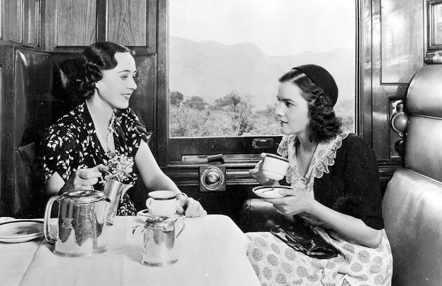 Tea in a First Class Couple, ca. 1930s