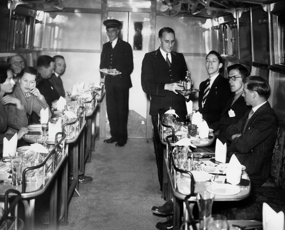 Interior of Jolly Tar, the first of the new British Railway Tavern cars at Waterloo Station, London, May 25, 1949.