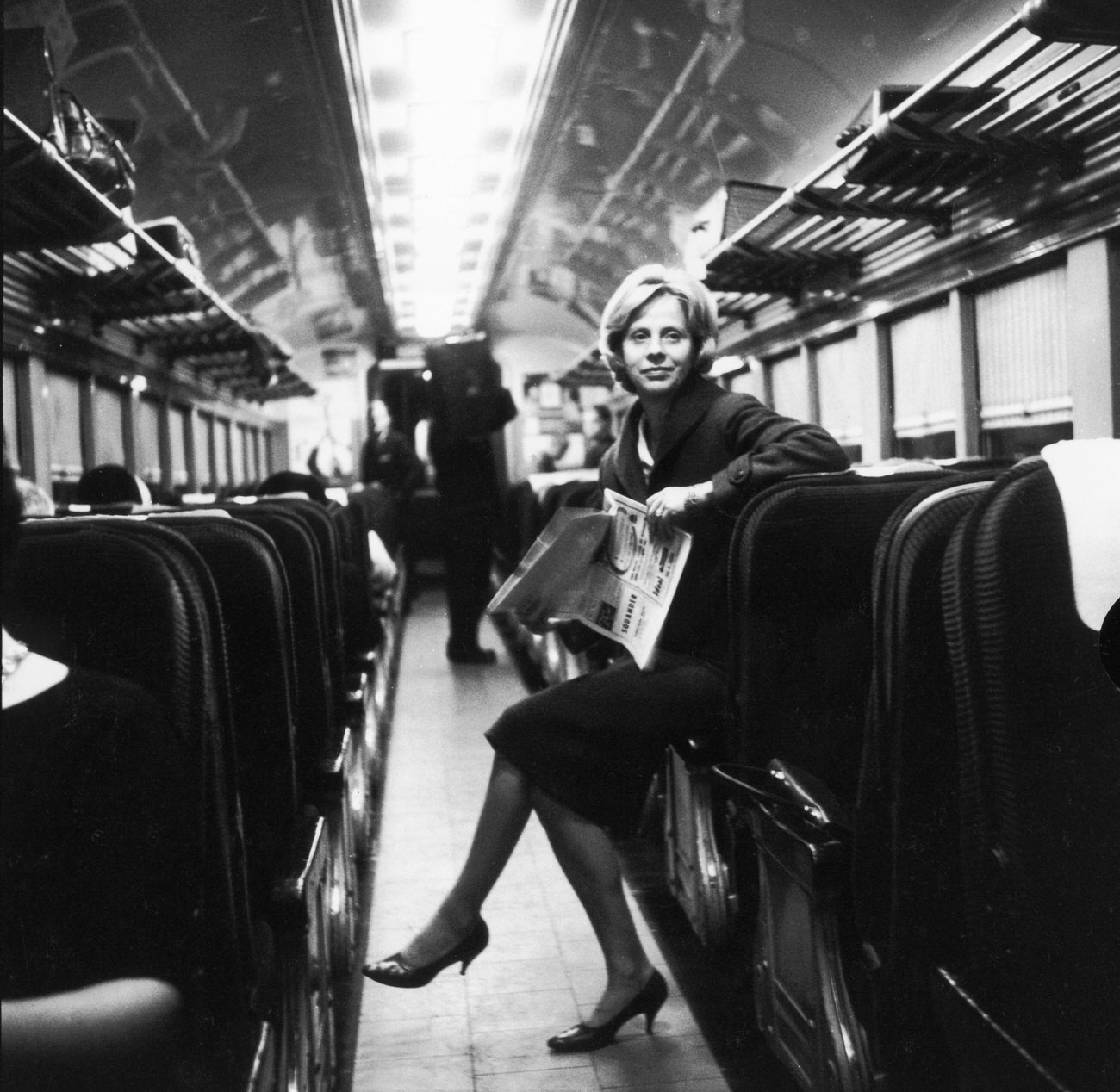 Barbara Guest On Train.