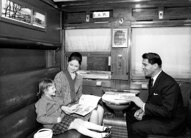 A family inside a Trans-Karoo compartment, 1950s