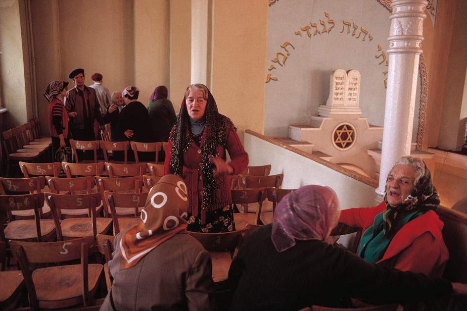 Inside a synagogue in Odessa.