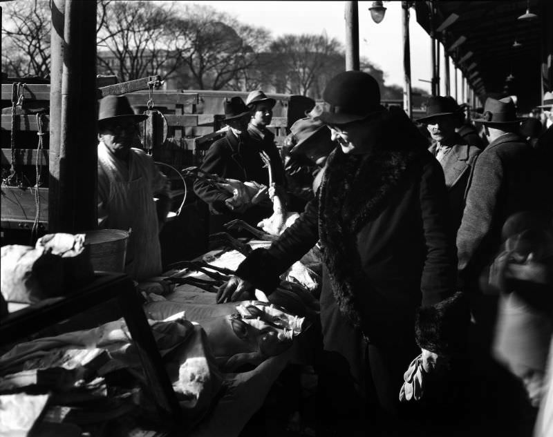 Shopping at Center Market, Washington, D.C., 1920s