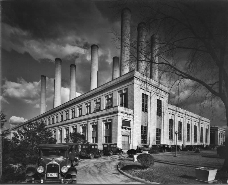 Closeup of Benning plant with good clouds, Potomac Electric Power Co., May 31, 1943