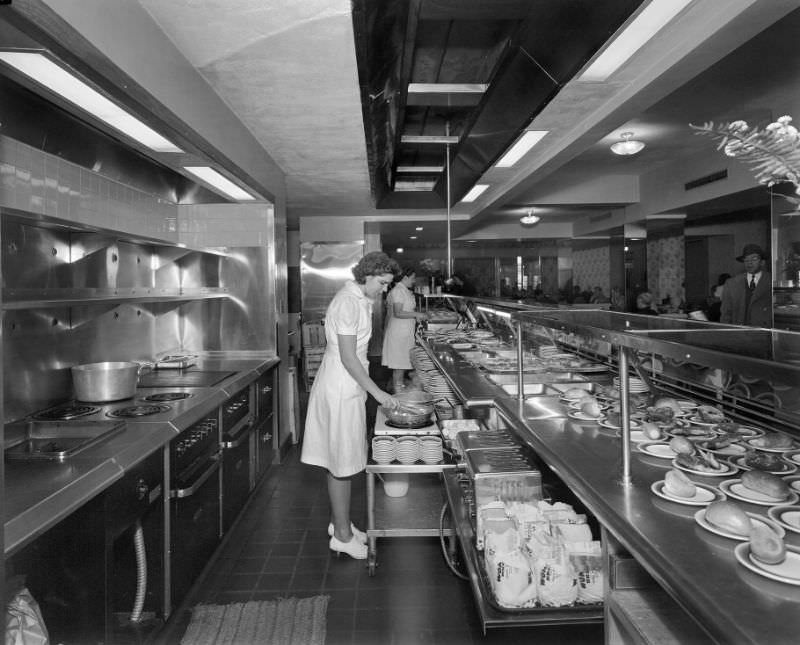 Commercial kitchens, restaurants and lighting of Potomac Electric Power Co. Sholl's Georgian Cafeteria, 3027 14th Street N.W., Washington, D.C, December 3, 1946