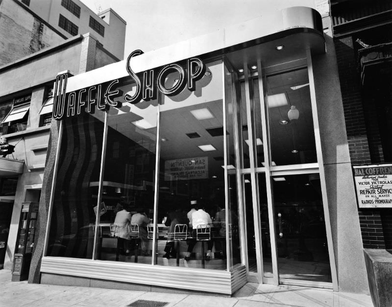 Exterior of Waffle Shop from side angle, on 10th Street in Washington, D.C., 1940s