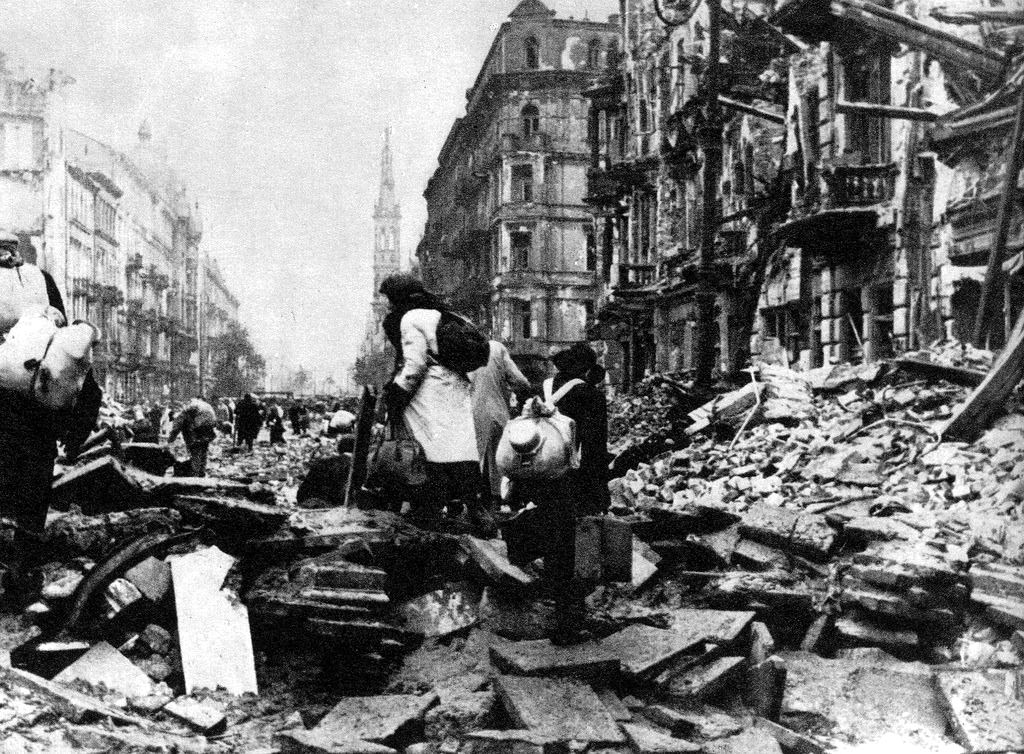 Citizens of Warsaw evacuating the city during the daytime ceasefire on the first 2 days of October 1944.