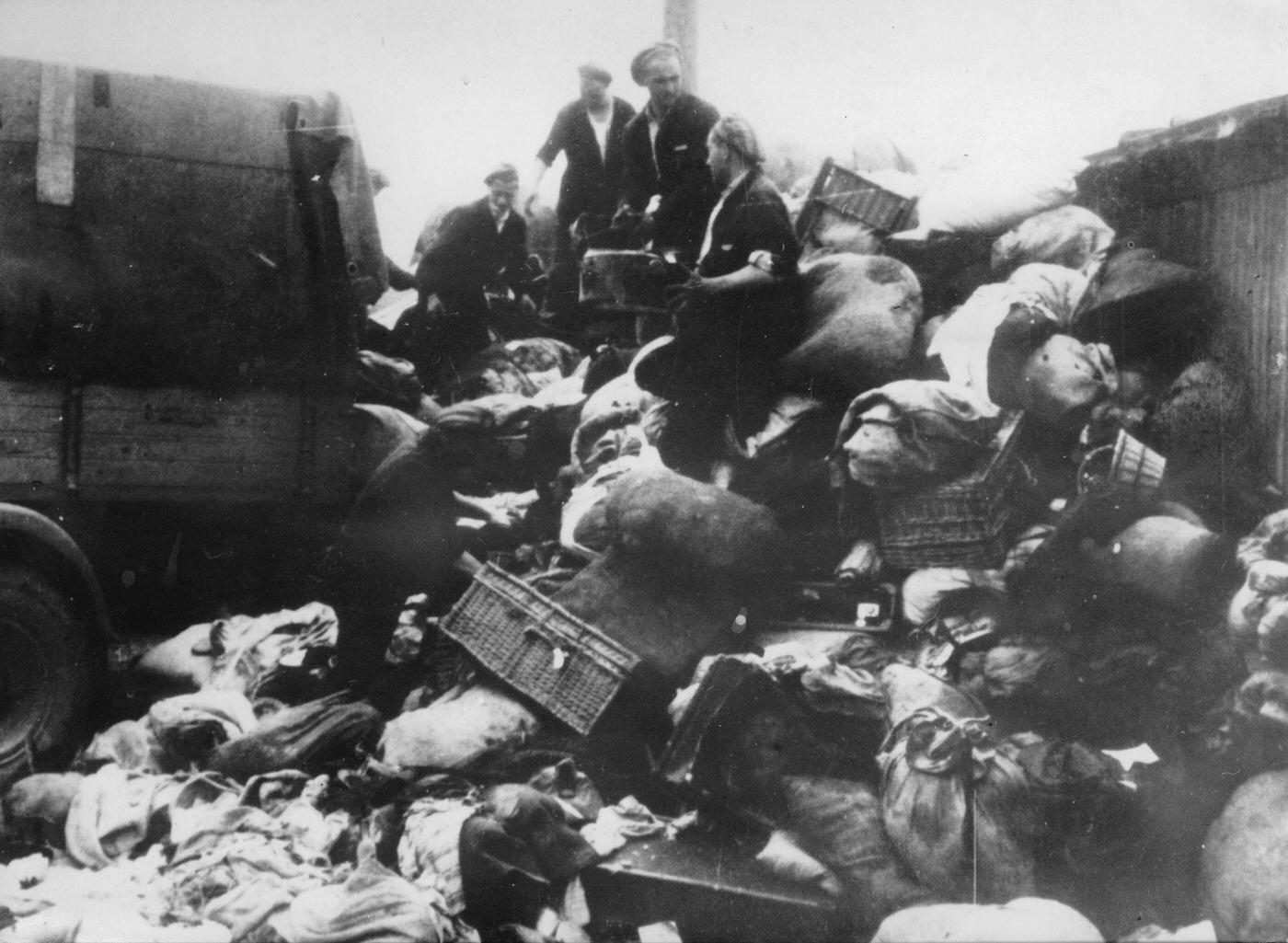 Belongings of deported Jews is searched for valuables, 1944