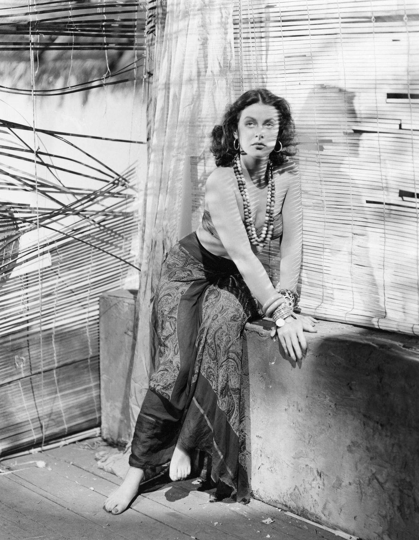 Hedy Lamarr on the set of White Cargo.