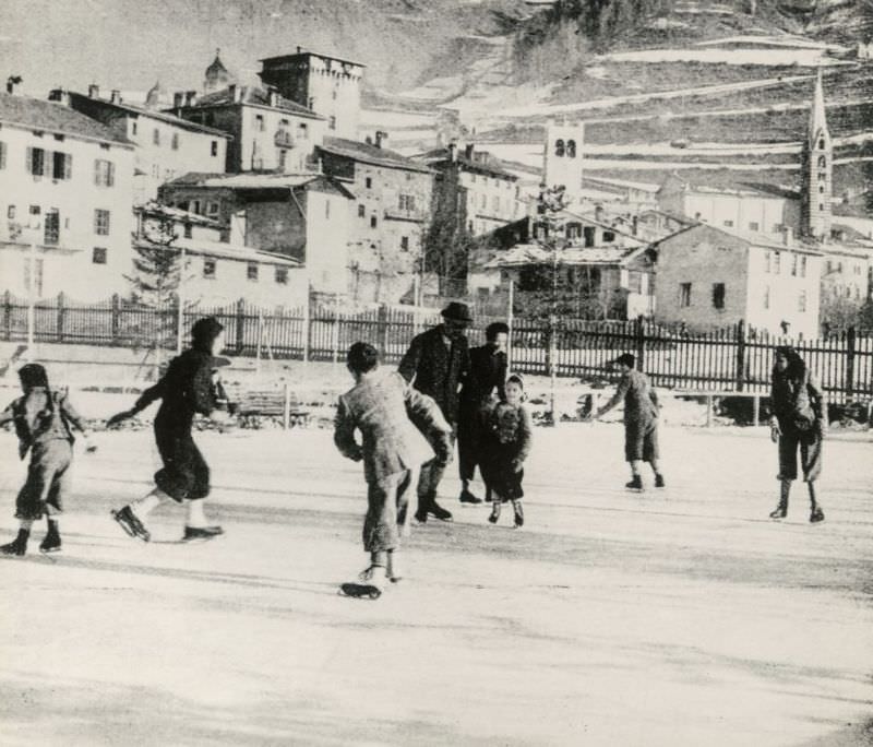 Skaters in Bormio, 1940.