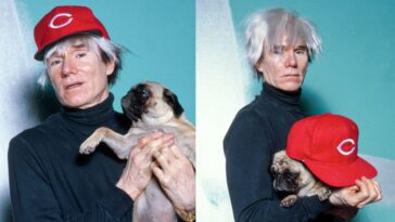 Andy Warhol with Brigid Berlin's Pug