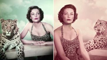 Gene Tierney with Leopard