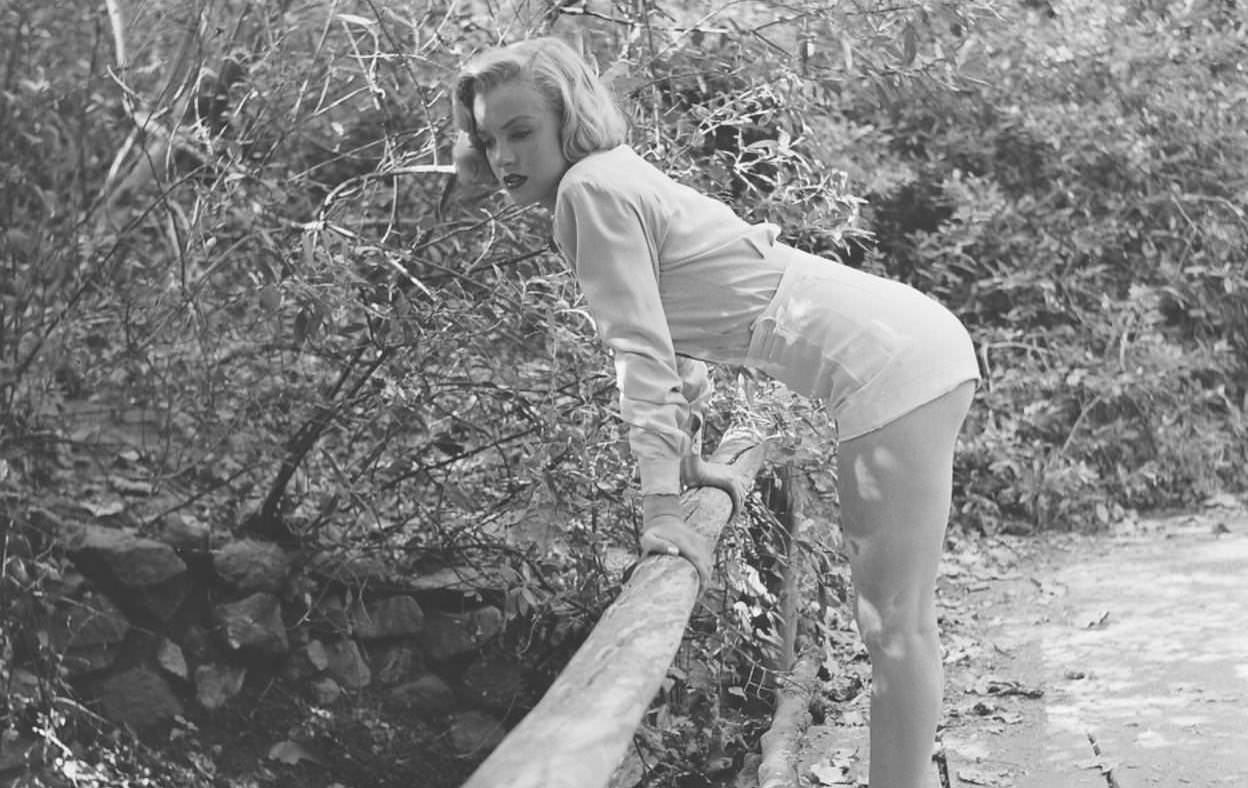 Marilyn Monroe Hiking in woods 1950