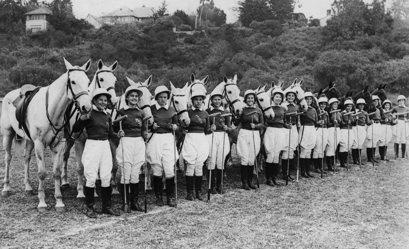 Polo-school team of the Mabelle Scott Rancho School in Santa Monica, 1937.