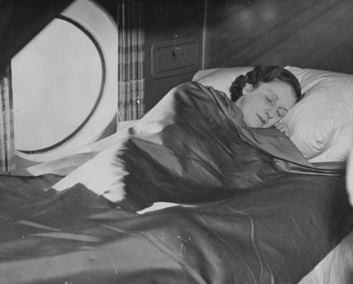 A sleeping berth on an Imperial Airways aircraft in March 1937.