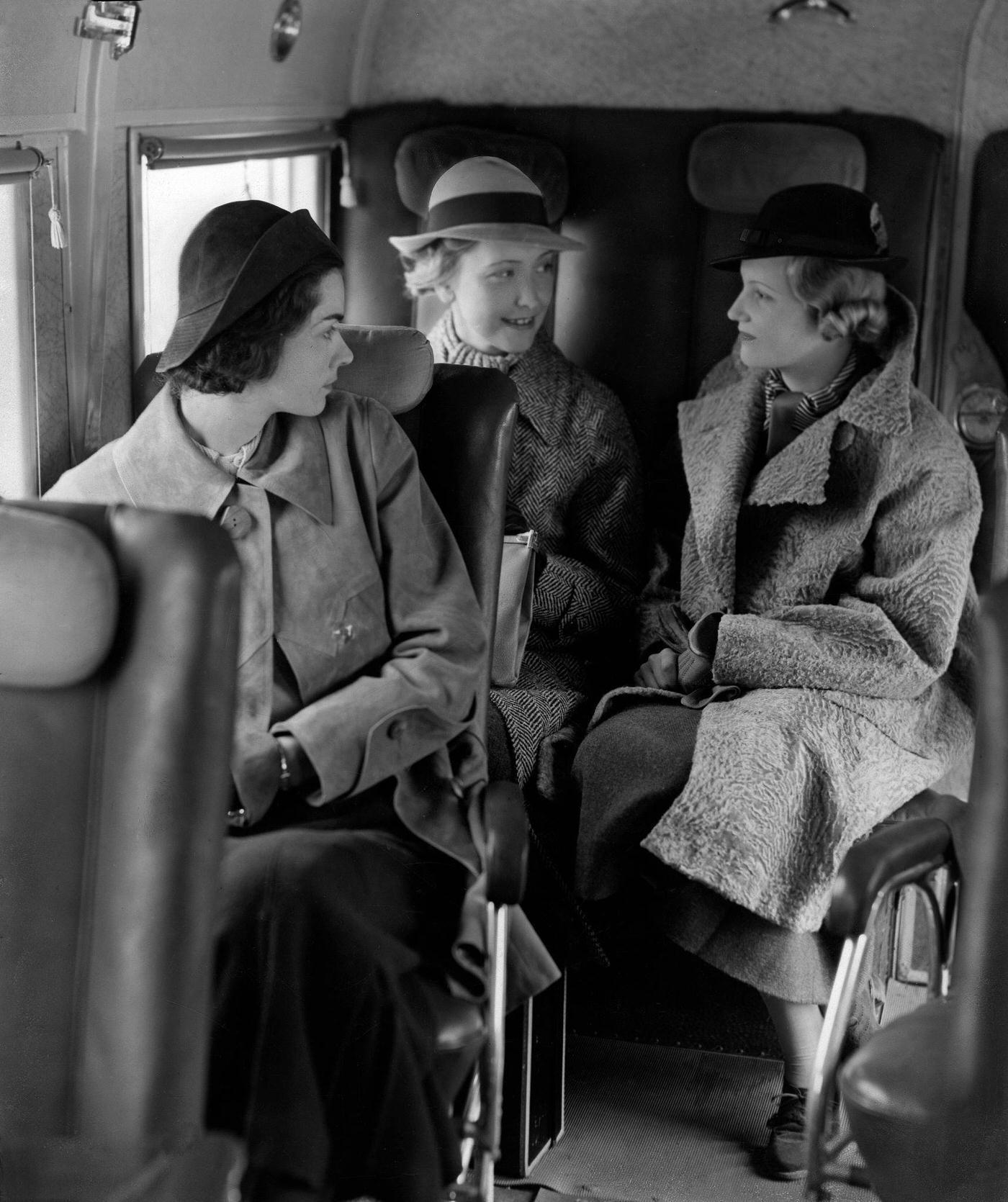 Germany: Passengers in an airplane, 1935.