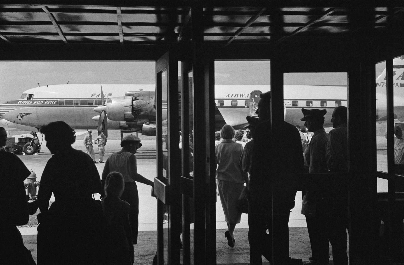 Evacuees from Baghdad are about to board a flight at Esenboga Airport in Ankara, Turkey on July 25, 1958.