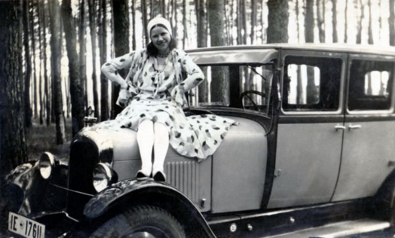 Young lady with Citroën in forest, 1929