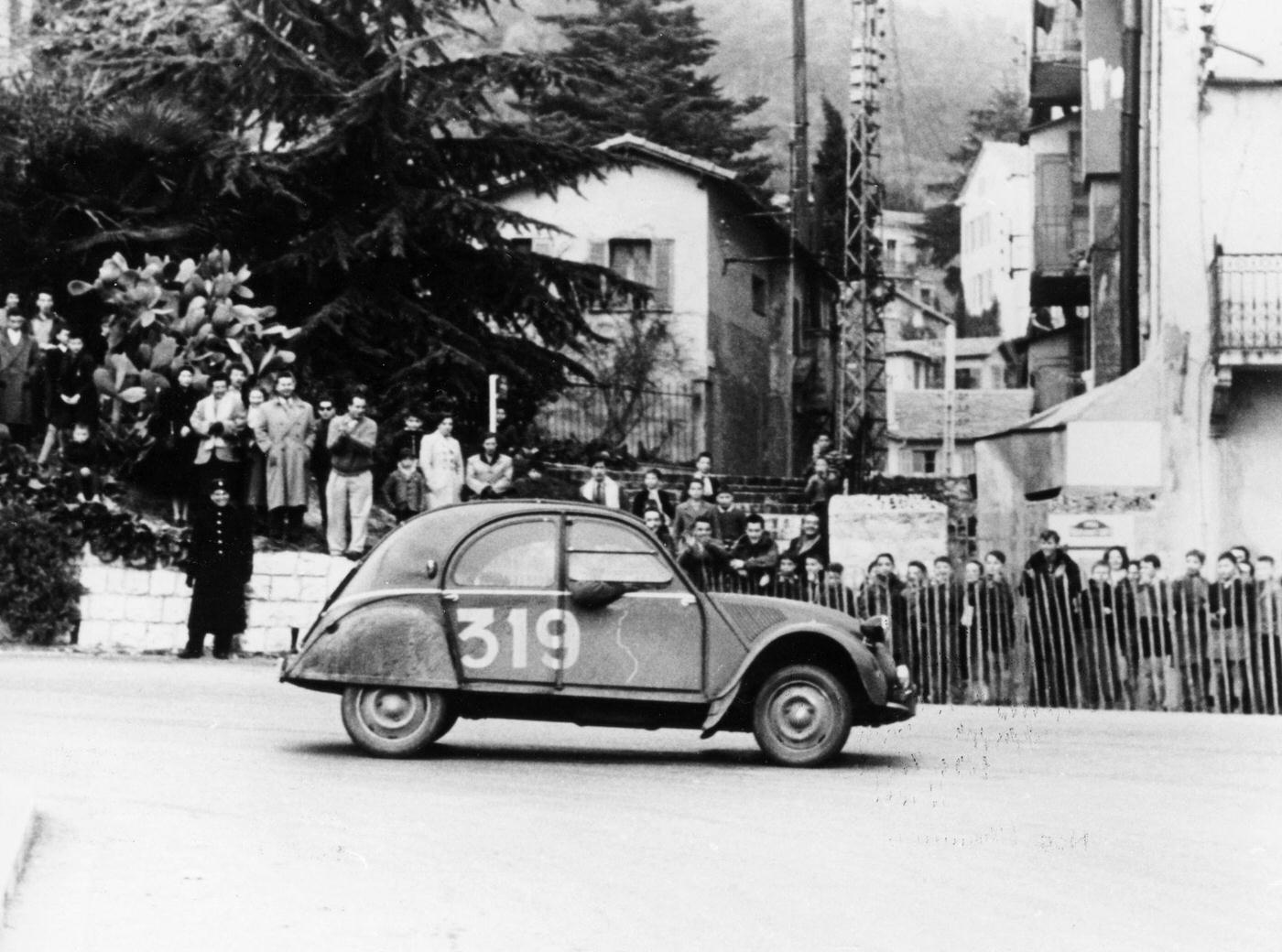 Citroën 2CV in the Monte Carlo Rally, 1954.