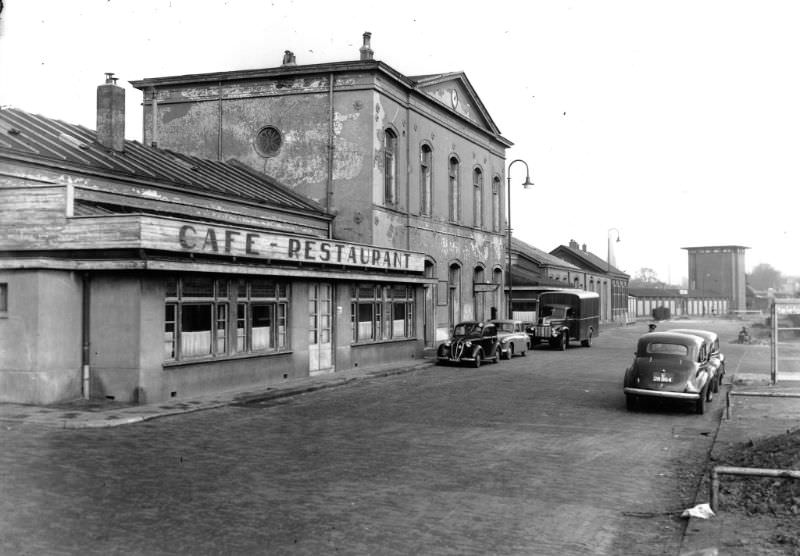 Enschede station, one of the most eastern stations in the Netherlands, March 1, 1950