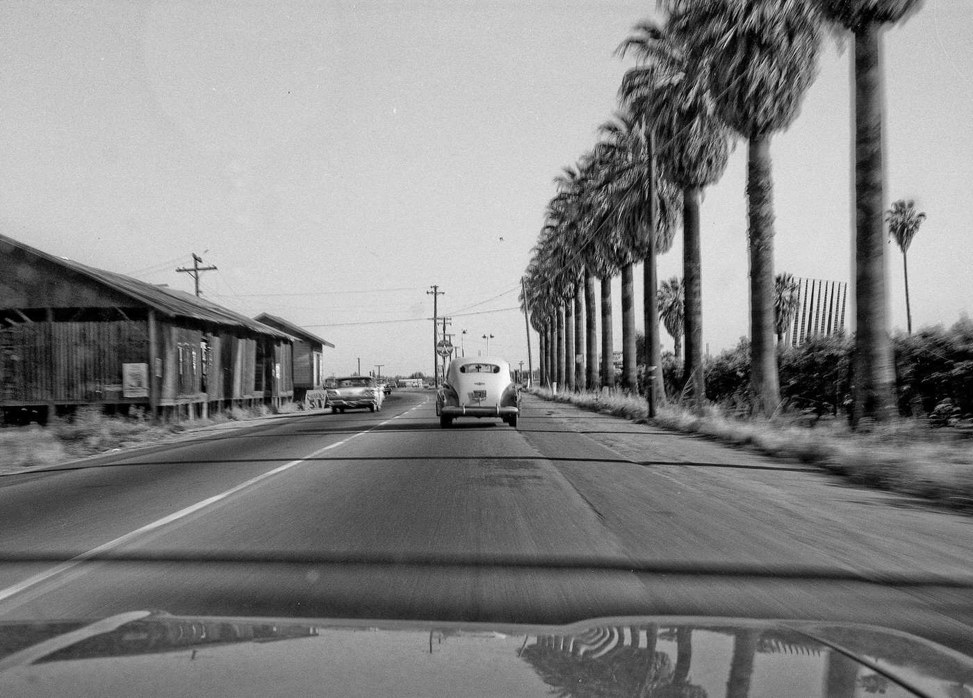 South bound on Clovis Avenue in 1961 about 1/8 mile from the Olive intersection in east Fresno, California.