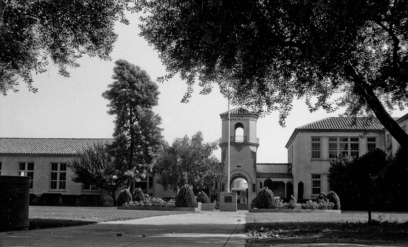 The campus of Theodore Roosevelt High School in Fresno, California, as it looked in 1961.