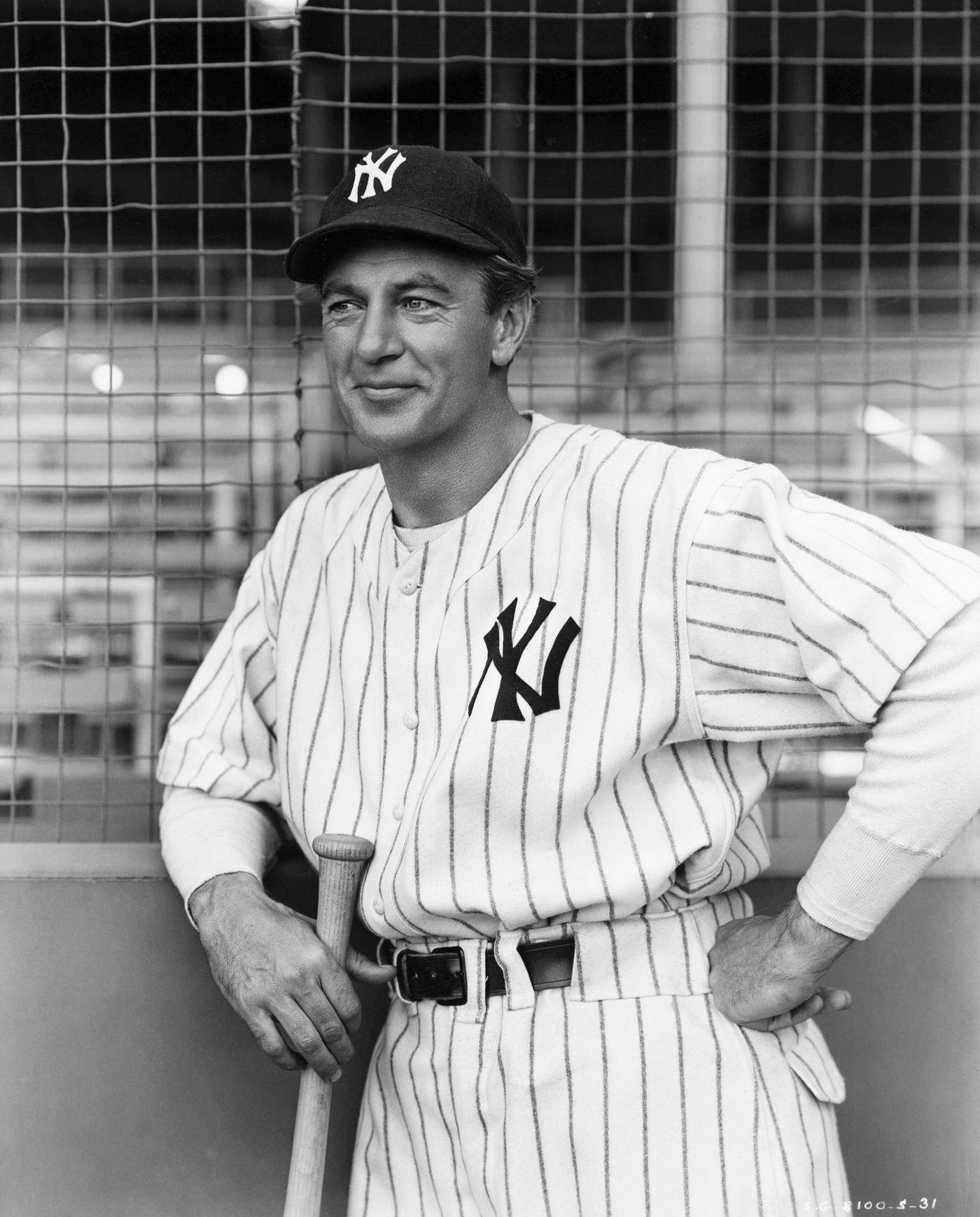 Gary Cooper as Lou Gehrig in a film still from the movie, "Pride of the Yankees," directed by Sam Wood.