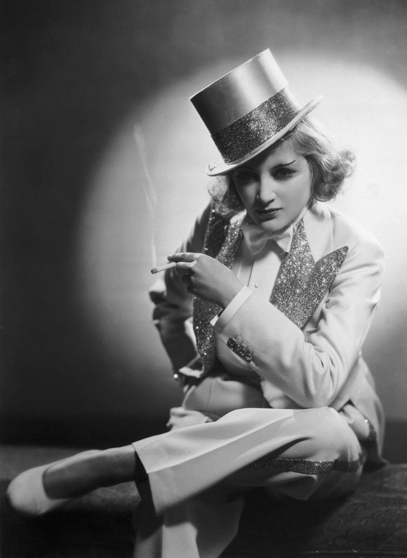 Marlene Dietrich poses for 'Blonde Venus' in a pageant of Film Memories, held in aid of the Princess Beatrice Hospital.