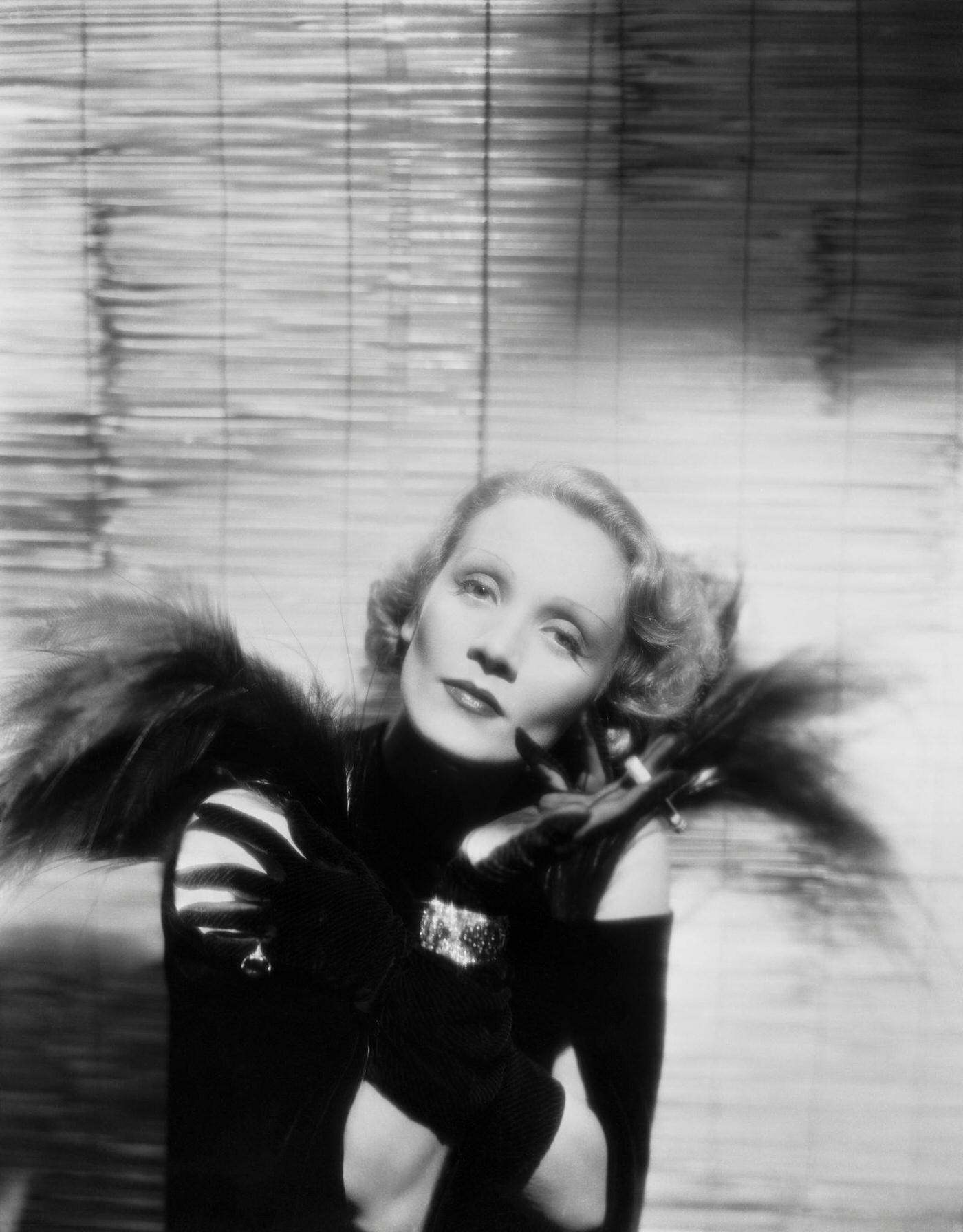 A portrait of Marlene Dietrich taken in 1934.