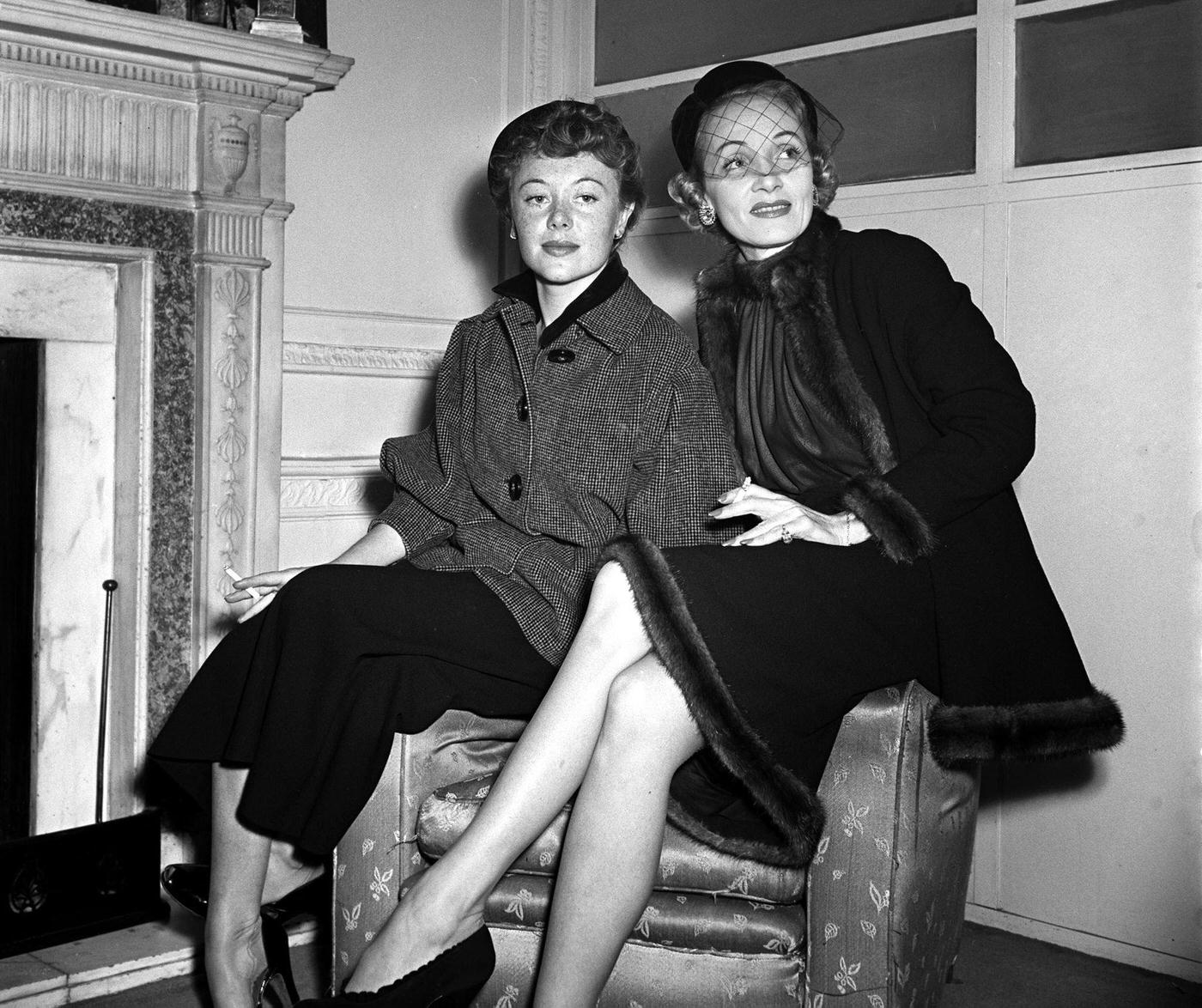 Glynis Johns is pictured with Marlene Dietrich.