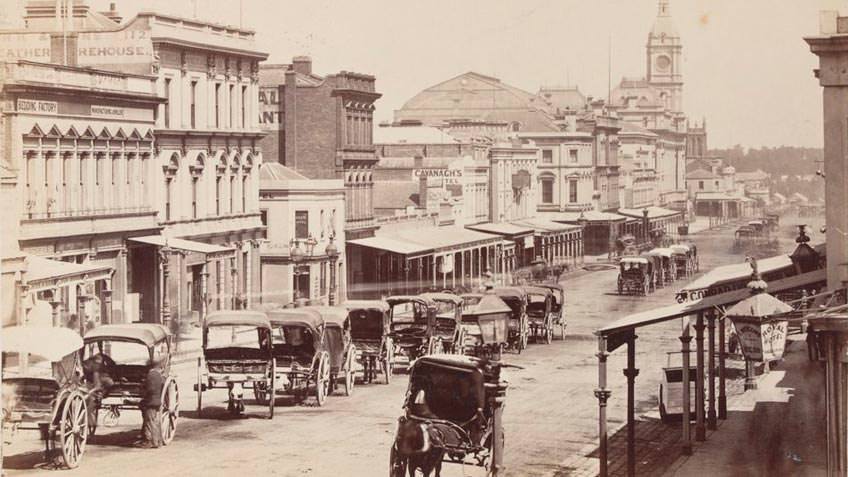 Swanston Street, Melbourne, 1872