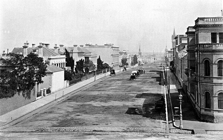 The eastern end of Collins Street from the Treasury Building, 1880s