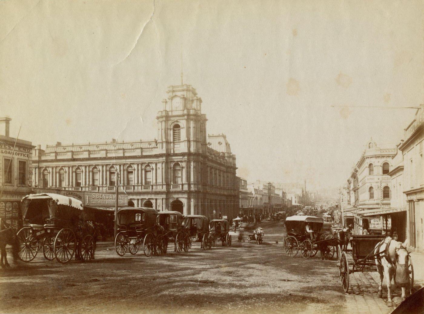 Melbourne General Post Office on Elizabeth and Bourke Street, Melbourne, 1880