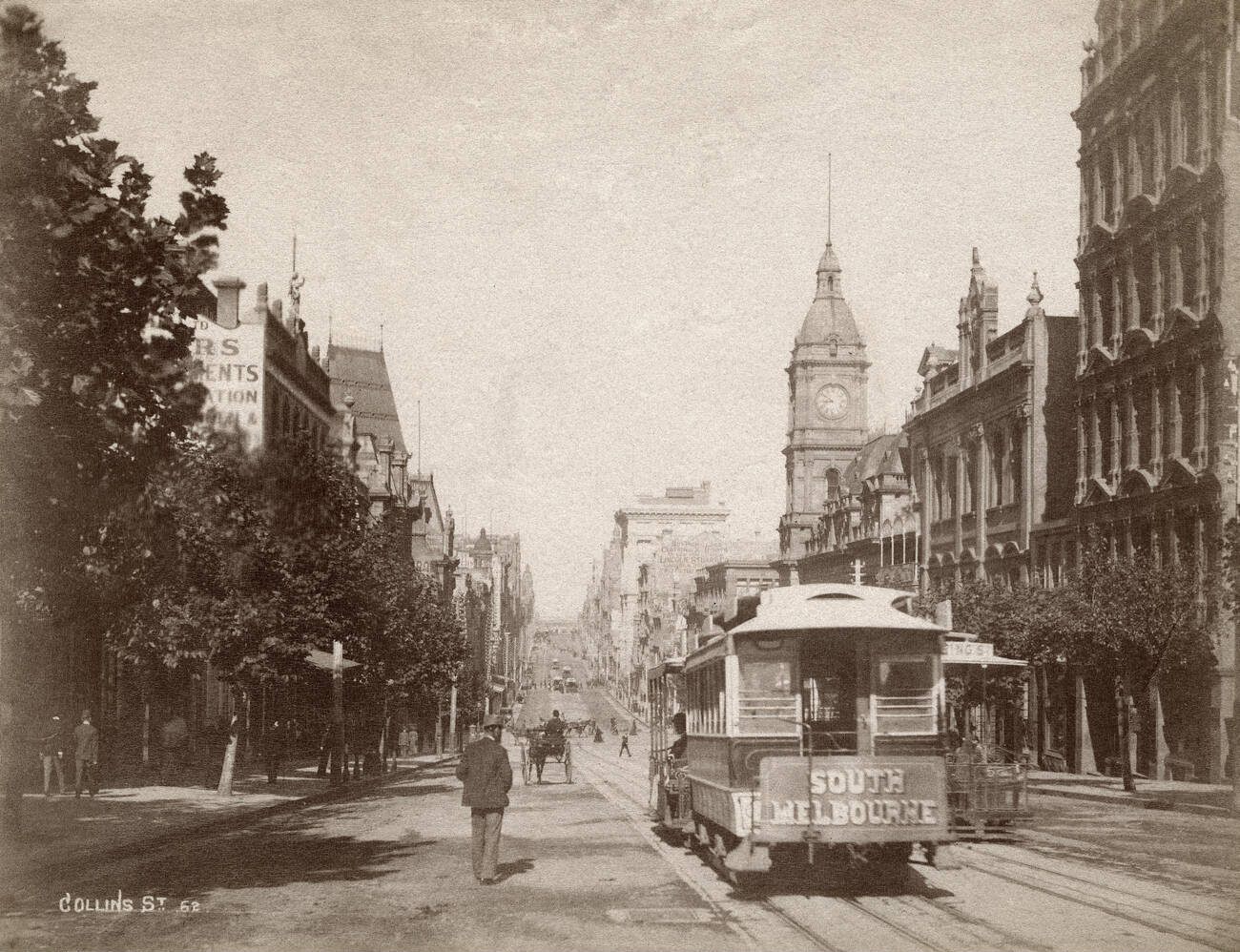 View of Collins Street from Russell Street in South Melbourne, 1885