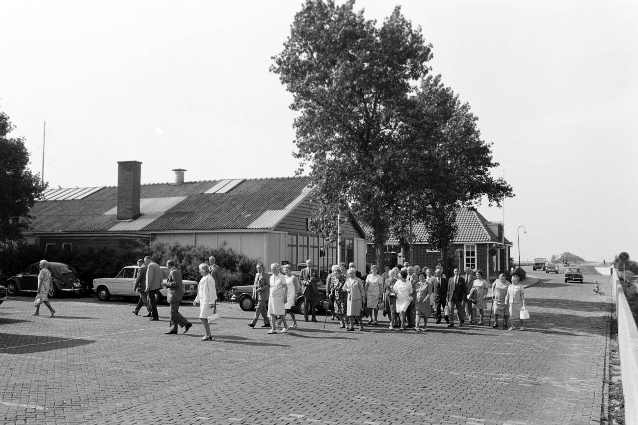 Tourists arriving in Lelystad, The Netherlands in 1971.
