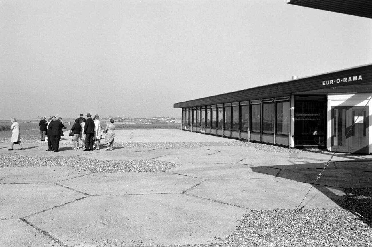 People at Eur-o-Rama Cafe in Hoek van Holland at Rotterdam port, The Netherlands in 1971