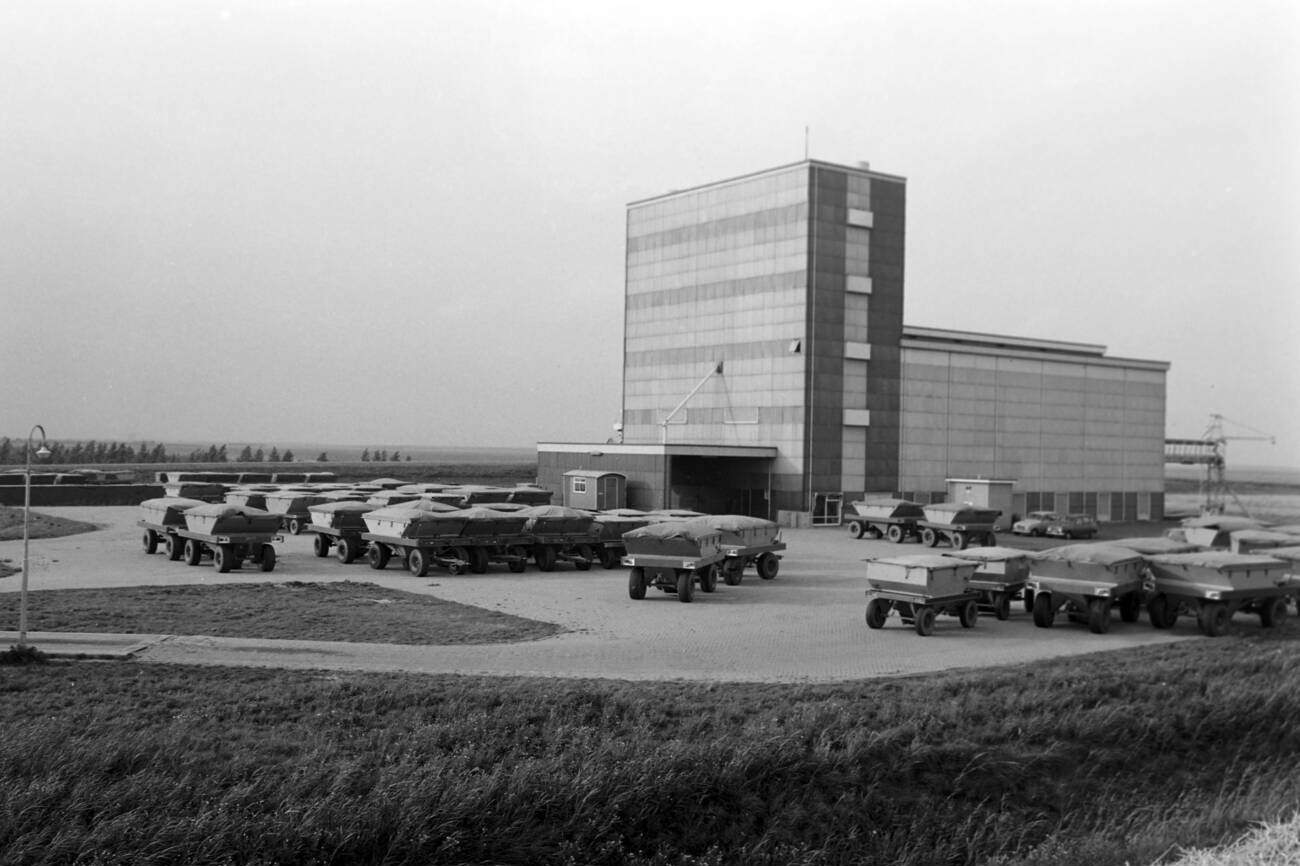 Delivery of grain to be processed in a flour mill near Lelystad, The Netherlands in 1971