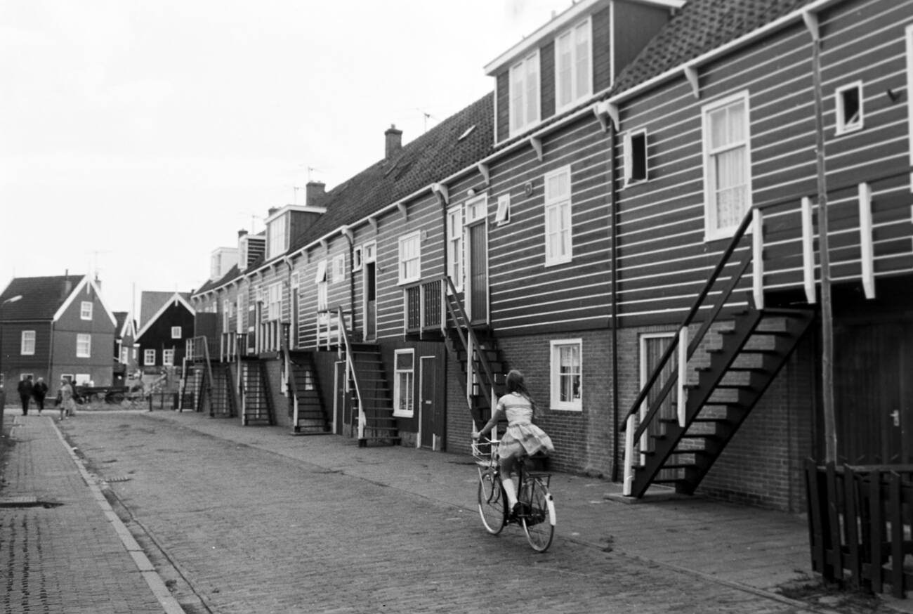 Little lane in the village of Marken island: A narrow and cozy lane in the village of Marken island, captured in 1971.