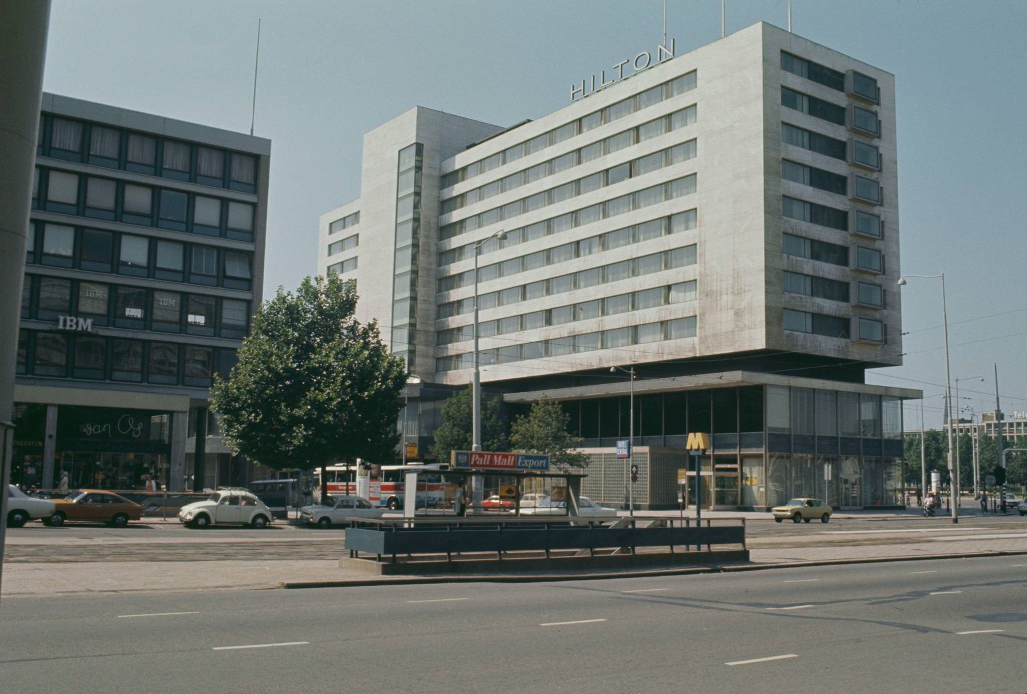 The Hilton Hotel on Hofplein in the center of Rotterdam, the Netherlands in September 1973. The hotel, located close to Centraal station, was opened by Conrad Hilton in May 1963.