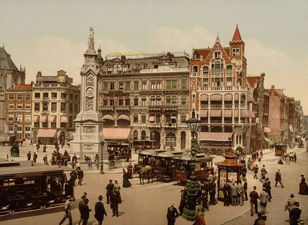 Dam Square with Nieuwe Kerk, Amsterdam, 1900