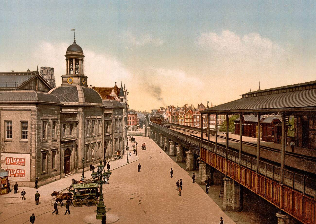 The Bourse and Bourse Station, Rotterdam, Holland, 1900