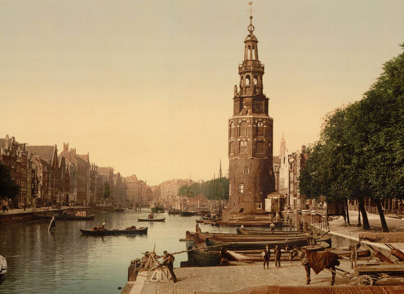 Canal Scene, Oude Schans, Amsterdam, Holland, 1900