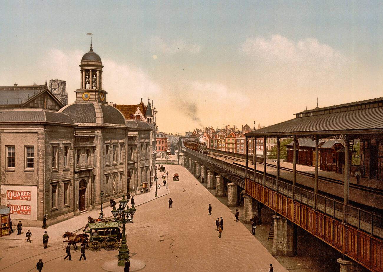 The Bourse and Bourse Station, Rotterdam, Holland, 1900