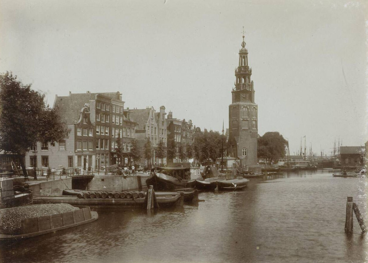 The Montelbaanstoren on the Oude Schans, Amsterdam, Netherlands, 1900