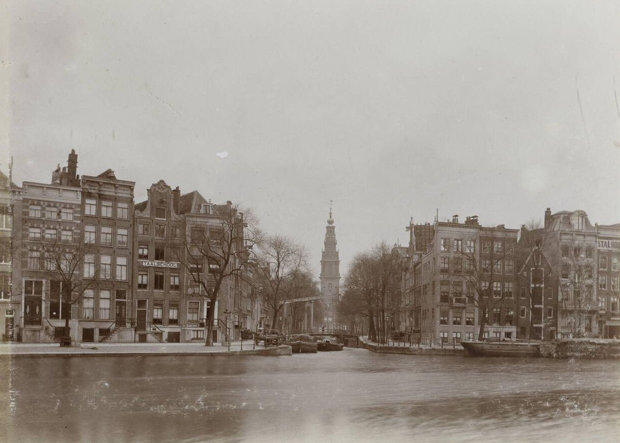 The Amstel, given the Groenburgwal and Zuiderkerk, Amsterdam, Netherlands, 1900