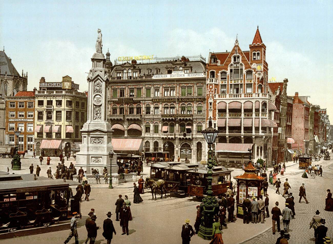 Dam Square in Amsterdam, Netherlands, 1900